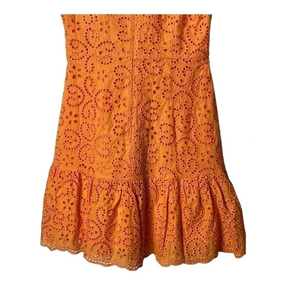 1407. MINKPINK HUXTON MINI COTTON DRESS ORANGE IN COLOR SIZE MEDIUM EYELET LACE - Picture 11 of 11